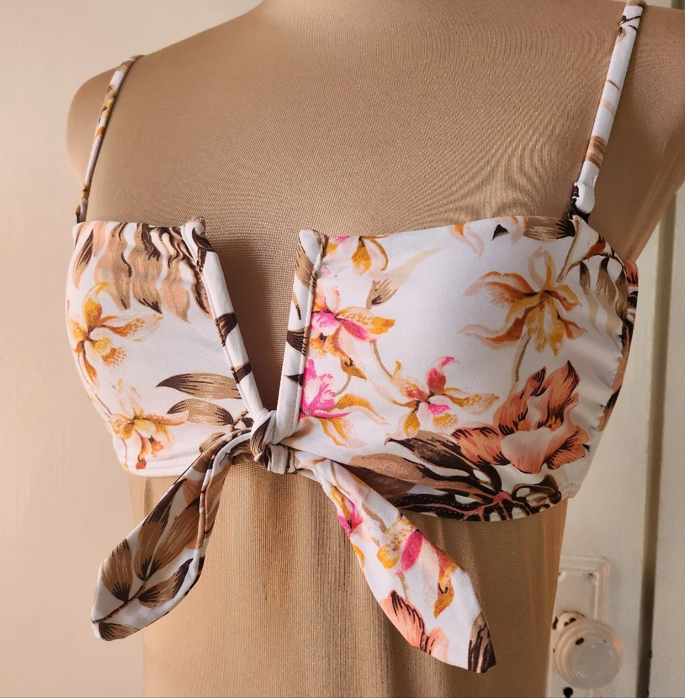Billabong Floral Bikini in White and Pink